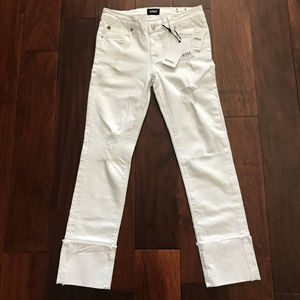 Hudson Cropped Destroyed Streychy White jeans
